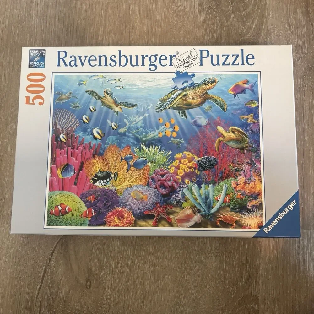 ⁠Ravensburger Tropical Waters 500 Pc Jigsaw Puzzle Sea Turtles NEW Sealed Bag